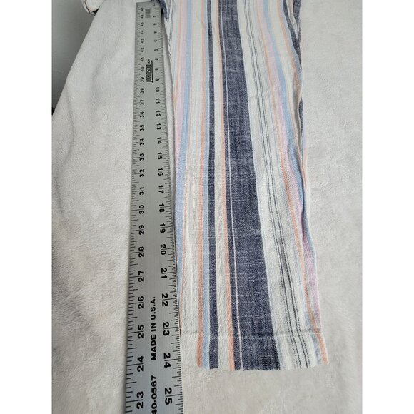 Xirena Womens Striped Straight Leg Cropped Casual Pants XS White Blue Pull-On - Picture 10 of 11